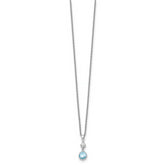 Sophia Jewelers Sterling Silver Blue Topaz and Diamond Necklace Gift Ready